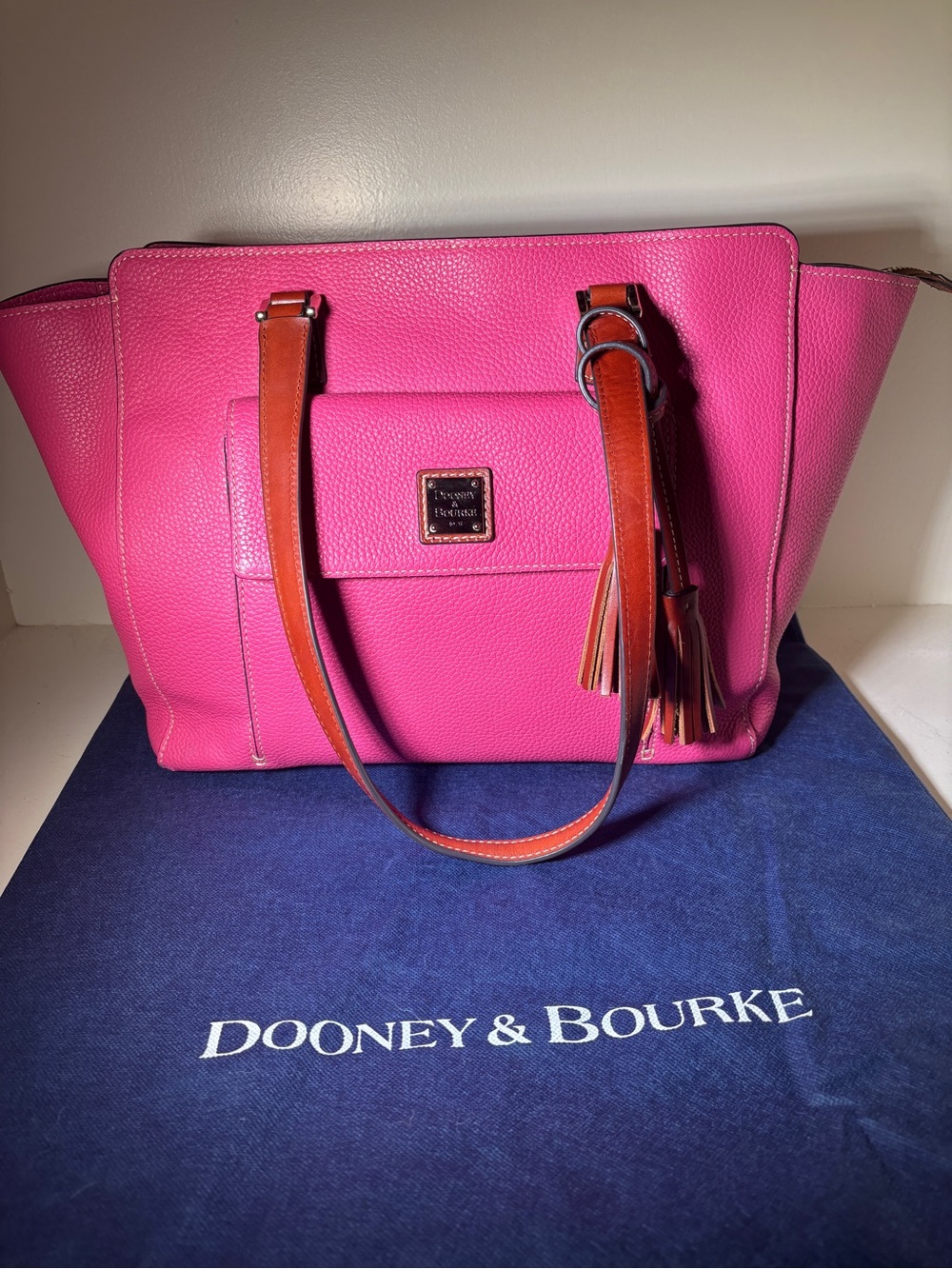 Dooney & Bourke Vibrant Pink Pebble Grain East/West Shopper